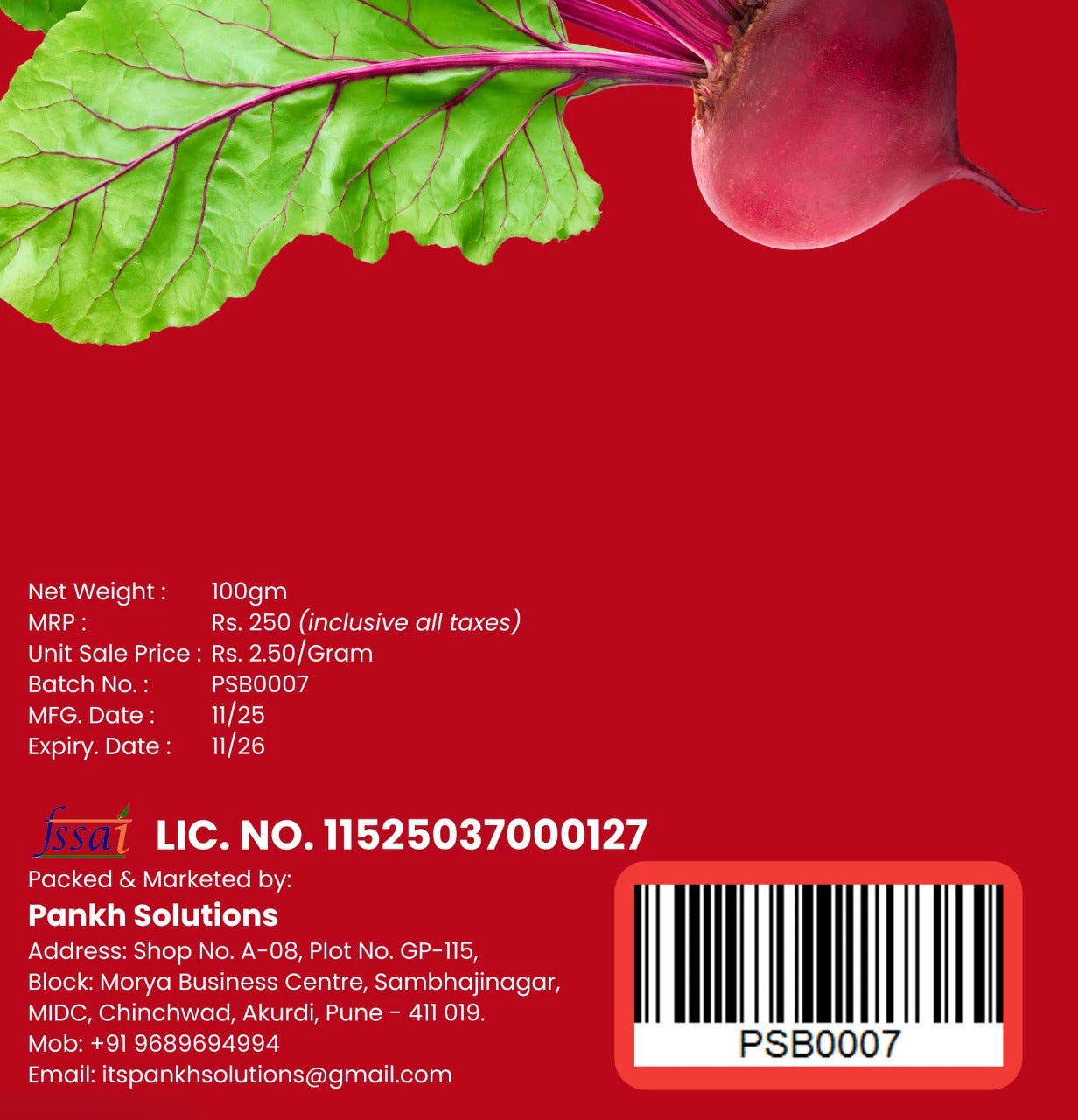 250gm Beetroot Powder
